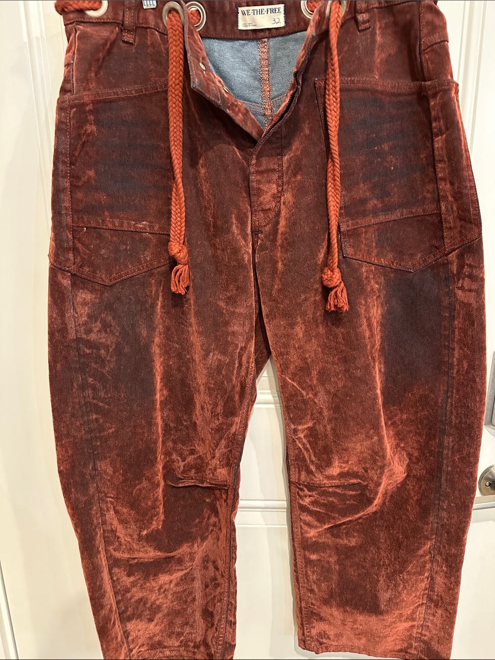 We The Free Rust Red brushed Corduroy Drawstring Pants size 32 Never Worn